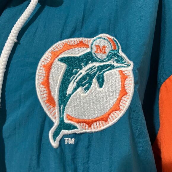 Miami Dolphins Vintage 80s Logo Athletic Hooded Lightweight Jacket Medium - Picture 7 of 12